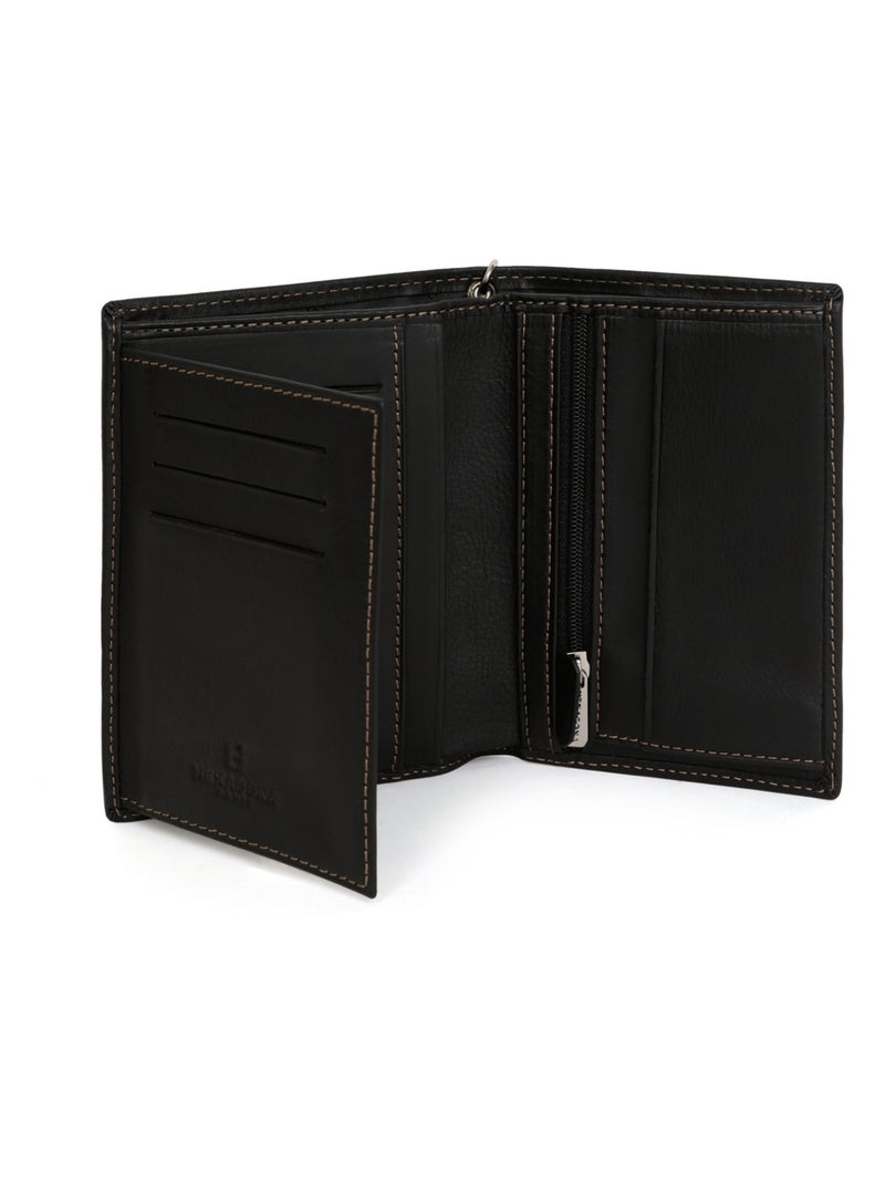 Cartera europea - 2 pliegues - cuero félin hexagona Negro - Kiabi