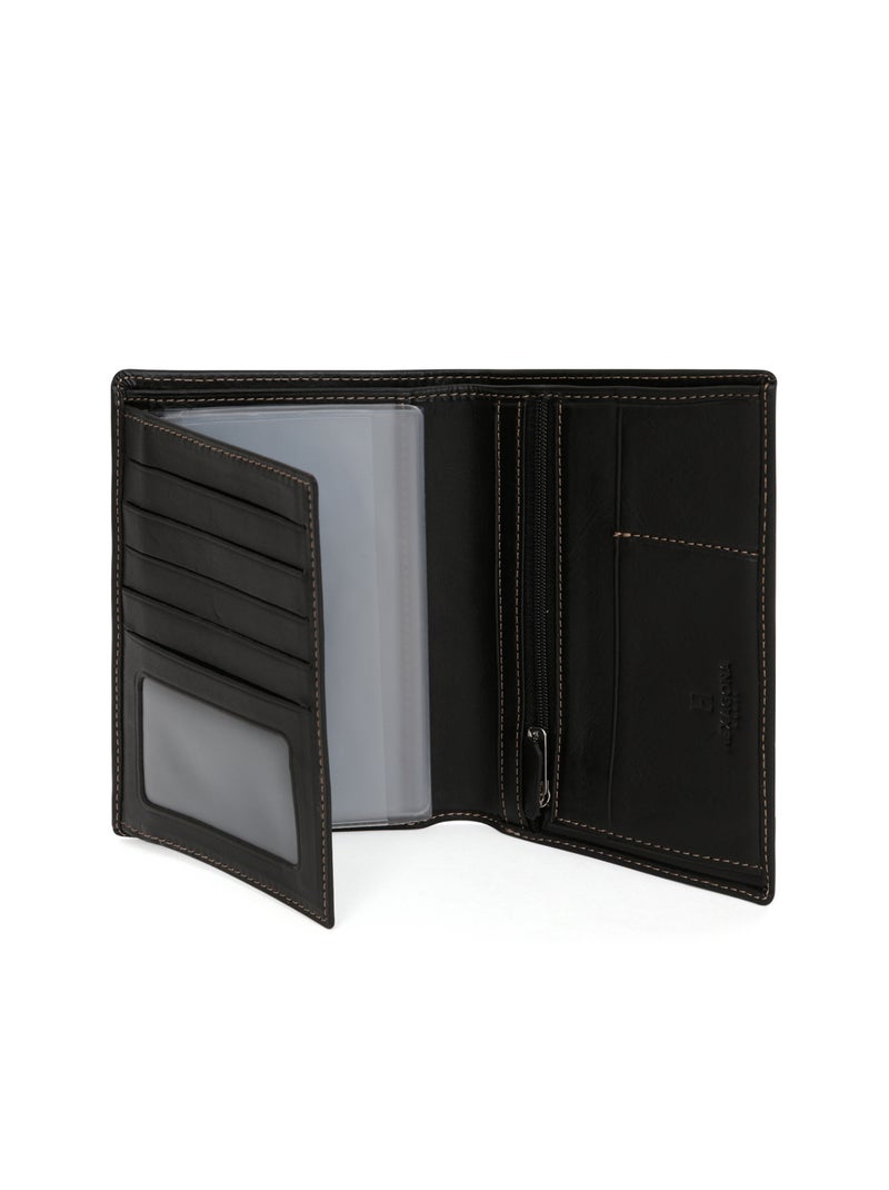 Cartera europea - 2 pliegues - cuero félin hexagona Negro - Kiabi