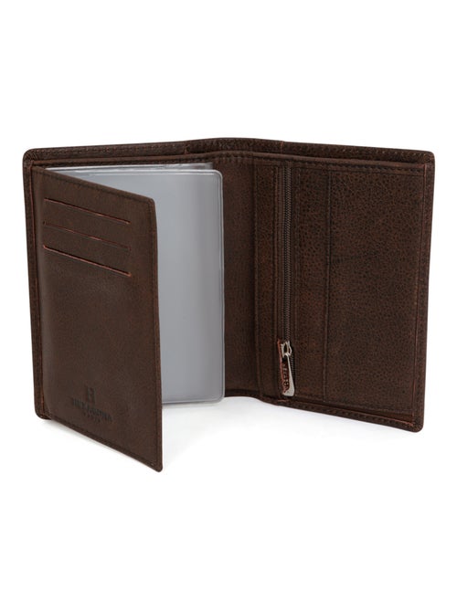 Cartera europea - 2 pliegues - cuero instinct hexagona - Kiabi