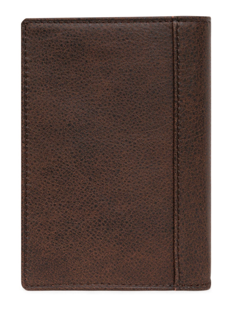 Cartera europea - 2 pliegues - cuero instinct hexagona Marrón - Kiabi