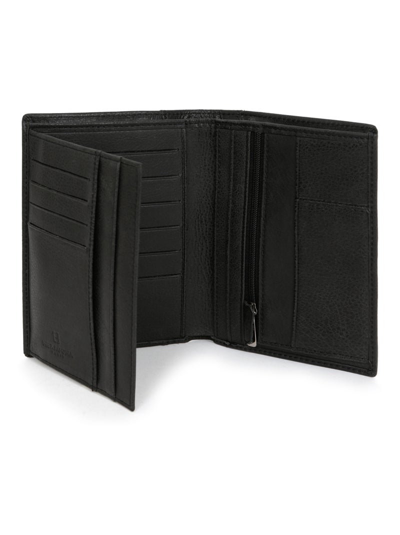 Cartera europea - 2 pliegues - cuero instinct hexagona Negro - Kiabi