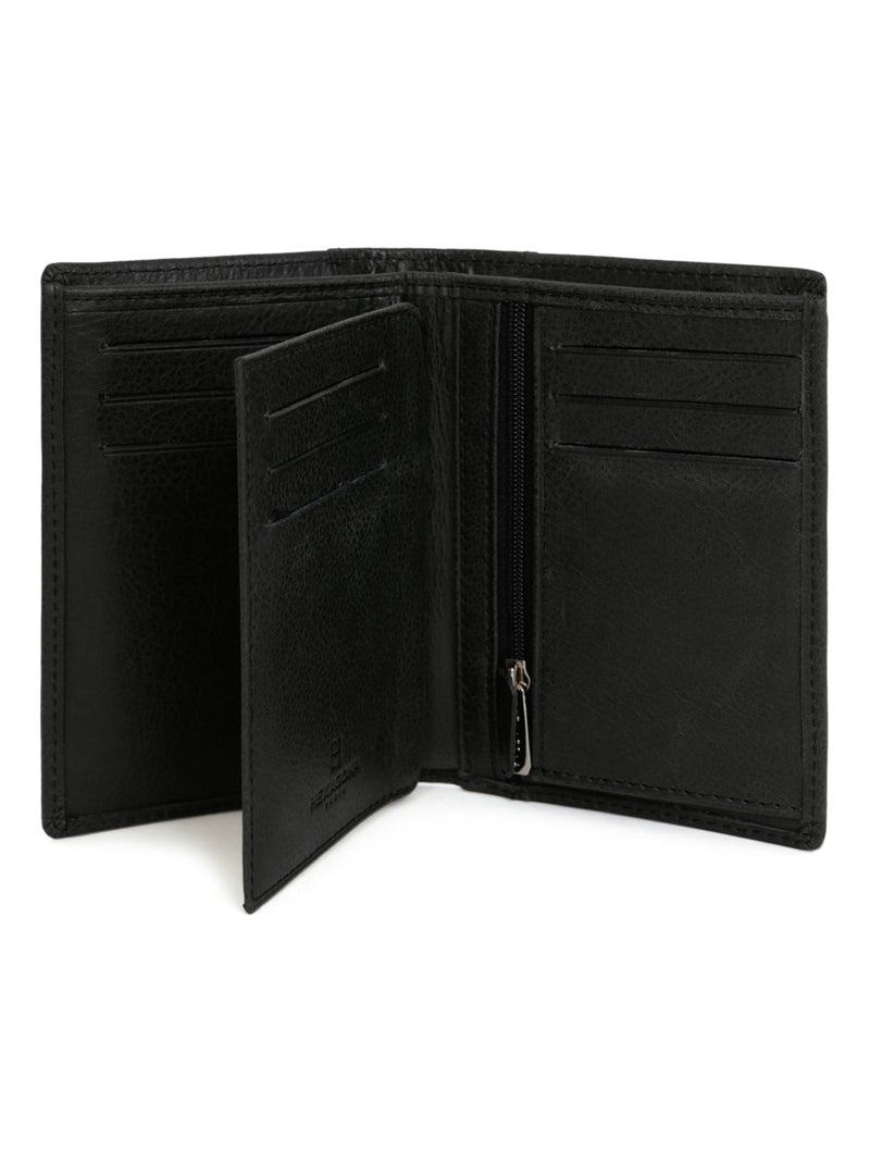 Cartera europea - 2 pliegues - cuero instinct hexagona Negro - Kiabi