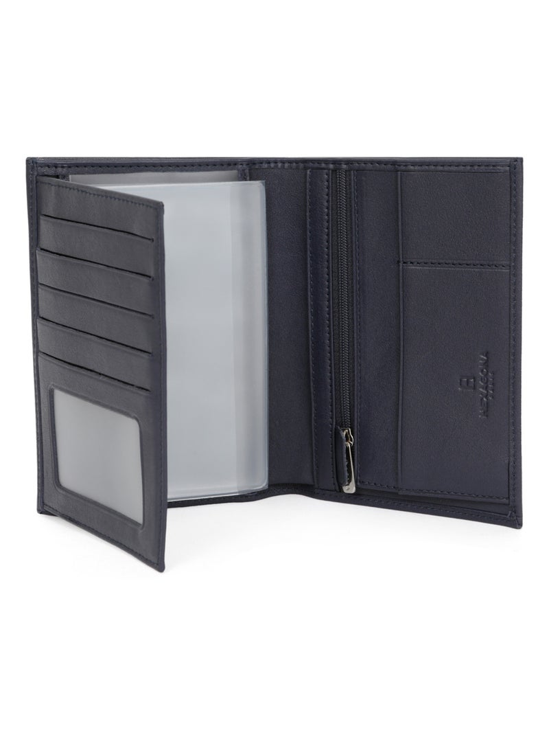 Cartera europea - 2 pliegues - cuero soft hexagona Azul marino - Kiabi