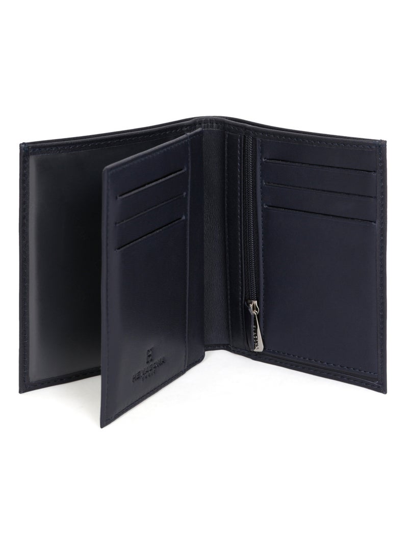 Cartera europea - 2 pliegues - cuero soft hexagona Azul marino - Kiabi