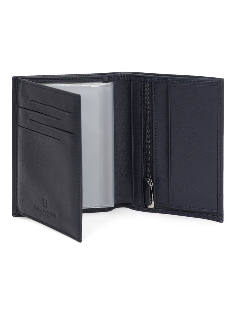 Cartera europea - 2 pliegues - cuero soft hexagona Azul marino - Kiabi