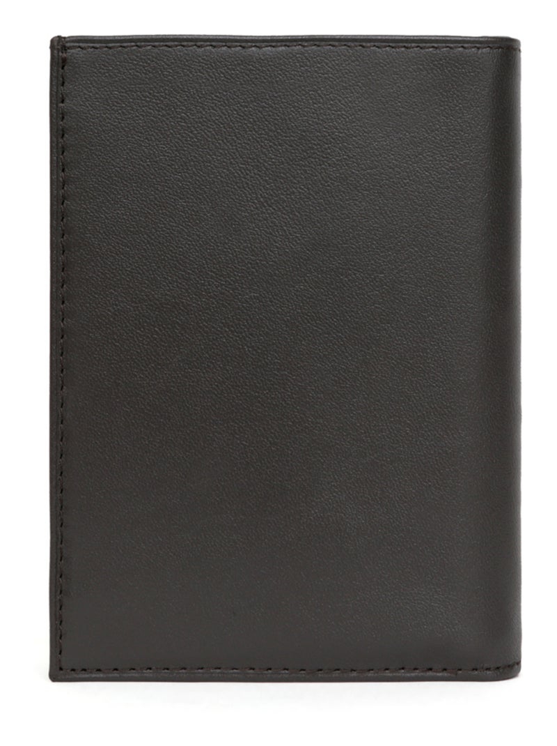 Cartera europea - 2 pliegues - cuero soft hexagona Marrón - Kiabi