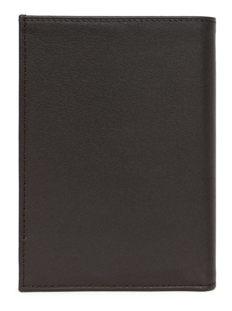 Cartera europea - 2 pliegues - cuero soft hexagona Marrón - Kiabi
