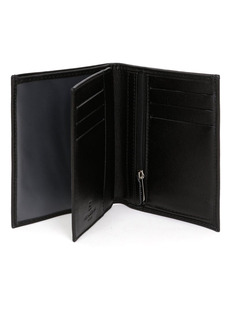 Cartera europea - 2 pliegues - cuero soft hexagona Negro - Kiabi