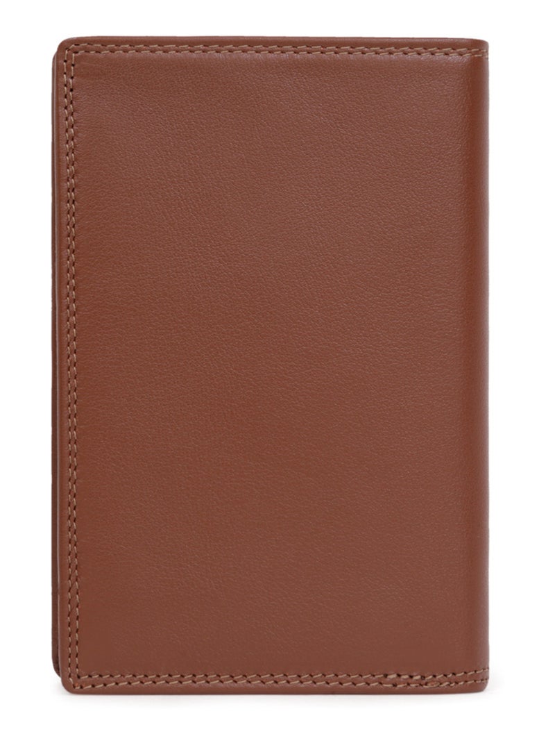 Cartera europea - 2 pliegues - detener rfid - cuero sensation hexagona Cognac - Kiabi
