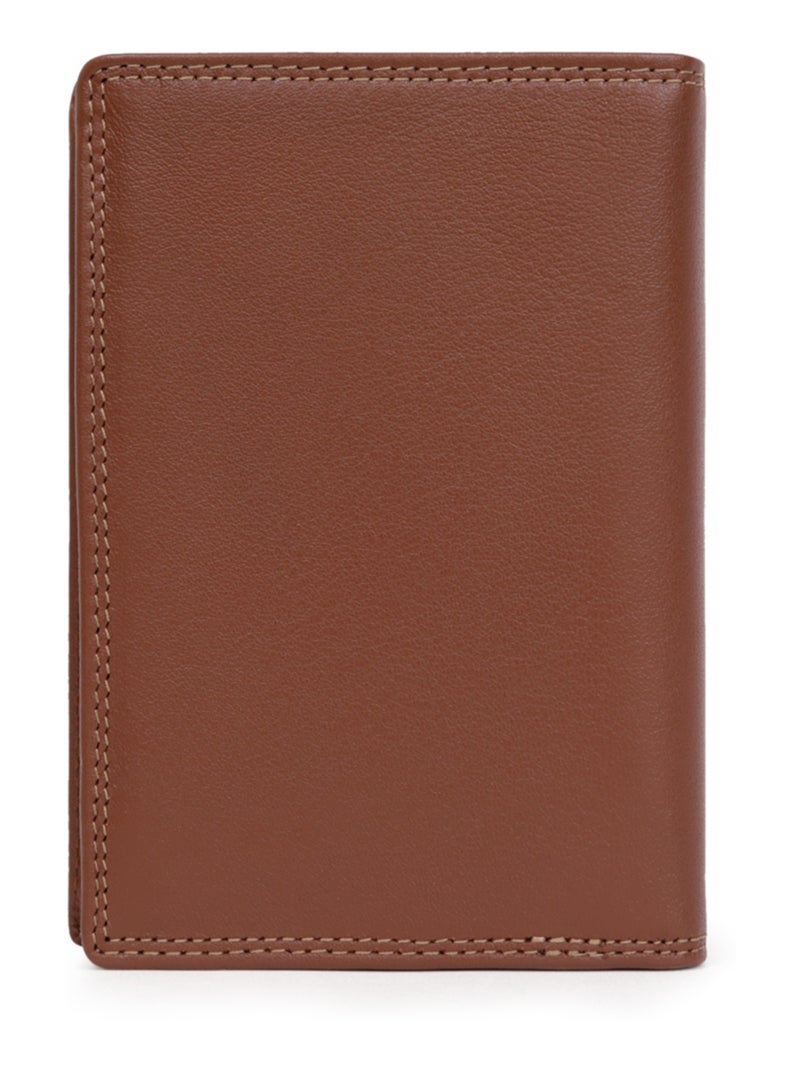 Cartera europea - 2 pliegues - detener rfid - cuero sensation hexagona Cognac - Kiabi