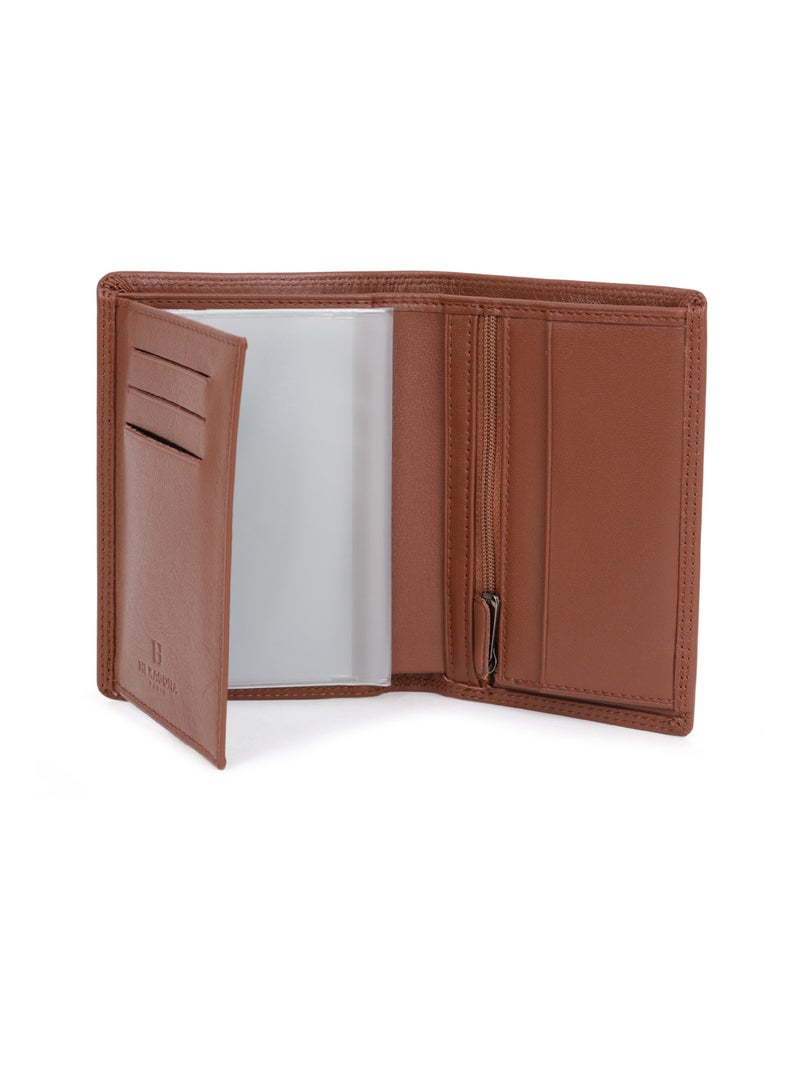 Cartera europea - 2 pliegues - detener rfid - cuero sensation hexagona Cognac - Kiabi