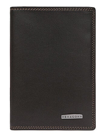 Cartera europea - 2 pliegues - detener rfid - cuero sensation hexagona