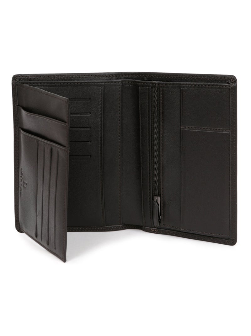 Cartera europea - 2 pliegues - detener rfid - cuero sensation hexagona Marrón oscuro - Kiabi