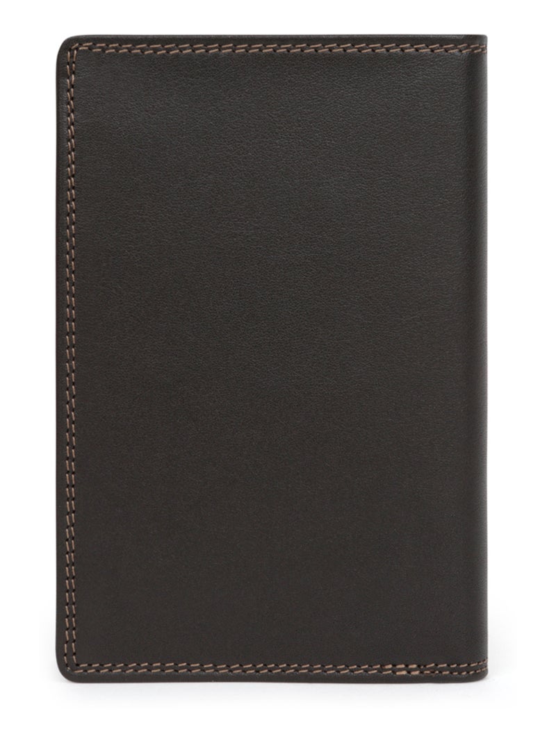 Cartera europea - 2 pliegues - detener rfid - cuero sensation hexagona Marrón oscuro - Kiabi