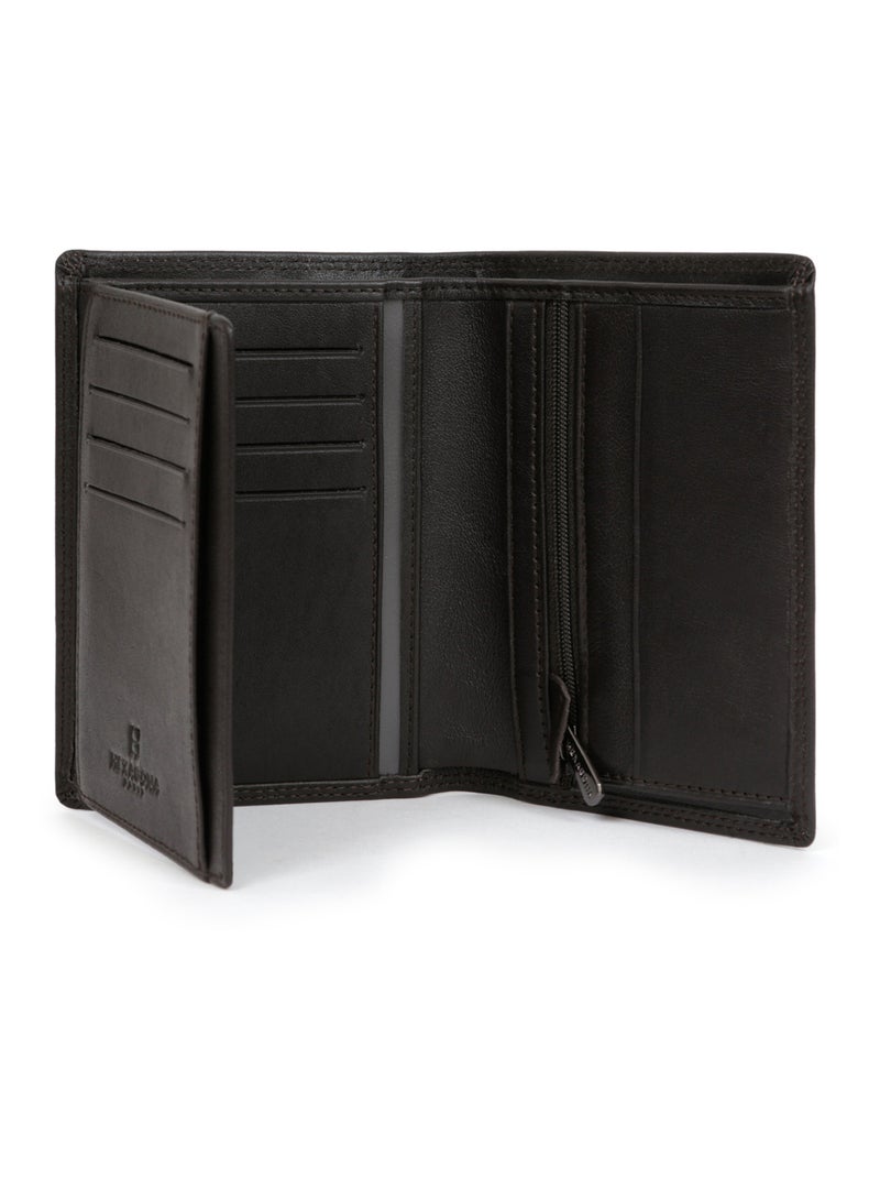 Cartera europea - 2 pliegues - detener rfid - cuero sensation hexagona Marrón oscuro - Kiabi