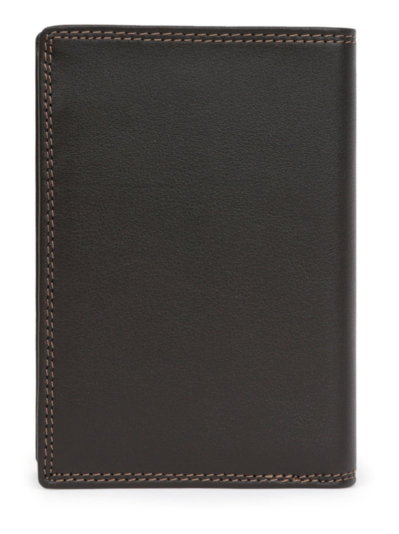 Cartera europea - 2 pliegues - detener rfid - cuero sensation hexagona Marrón oscuro - Kiabi