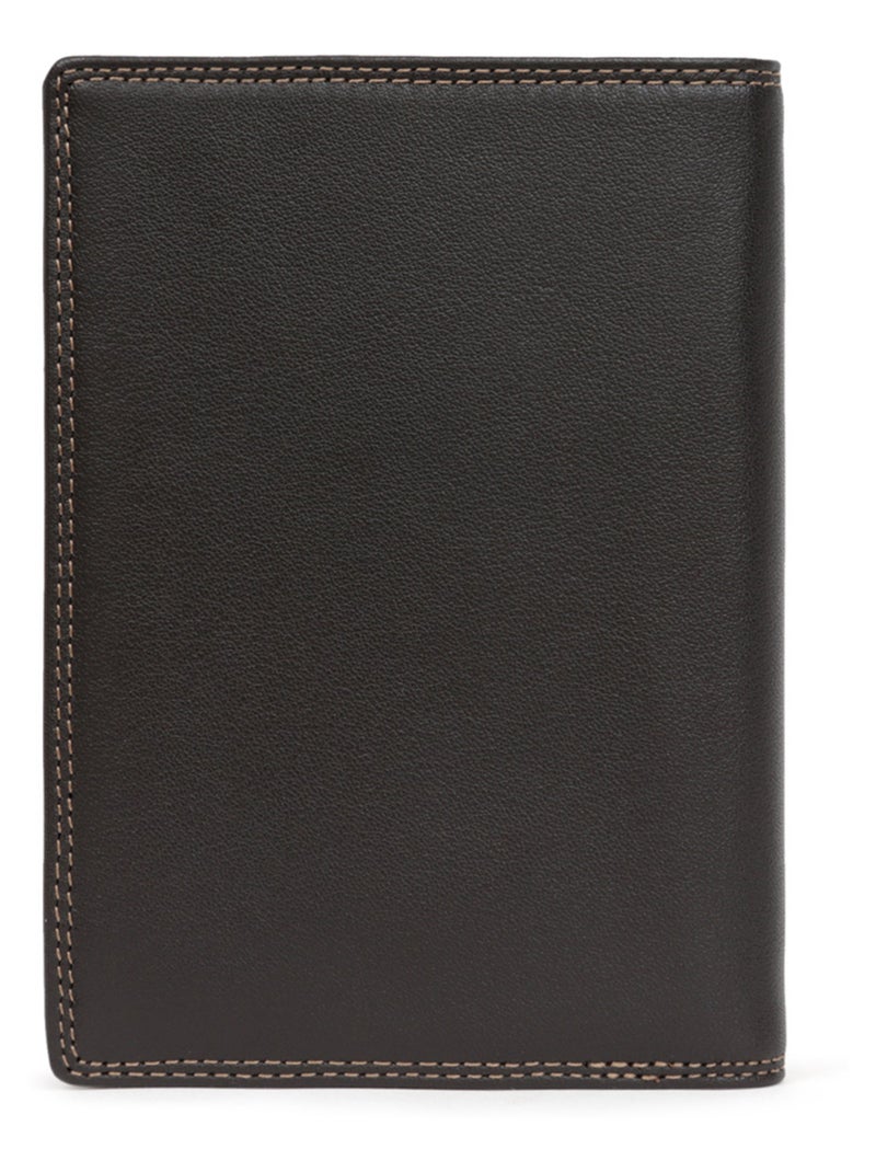 Cartera europea - 2 pliegues - detener rfid - cuero sensation hexagona Marrón oscuro - Kiabi
