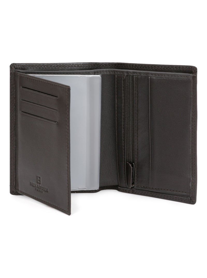 Cartera europea - 2 pliegues - detener rfid - cuero sensation hexagona Marrón oscuro - Kiabi