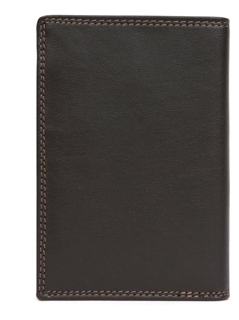 Cartera europea - 2 pliegues - detener rfid - cuero sensation hexagona Marrón oscuro - Kiabi