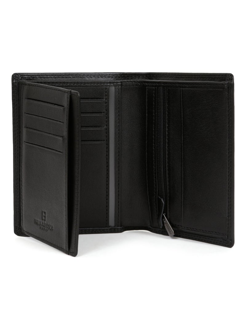 Cartera europea - 2 pliegues - detener rfid - cuero sensation hexagona Negro - Kiabi