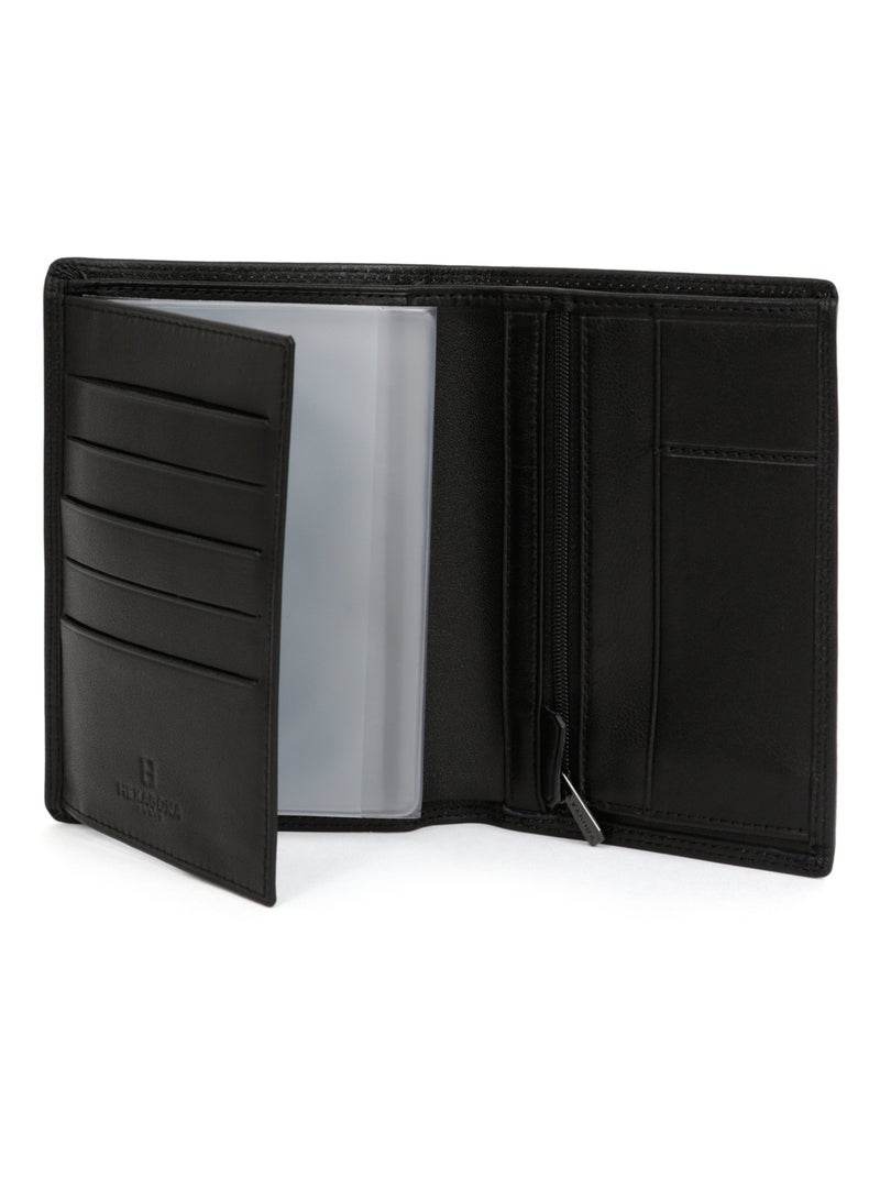 Cartera europea - 2 pliegues - detener rfid - cuero sensation hexagona Negro - Kiabi