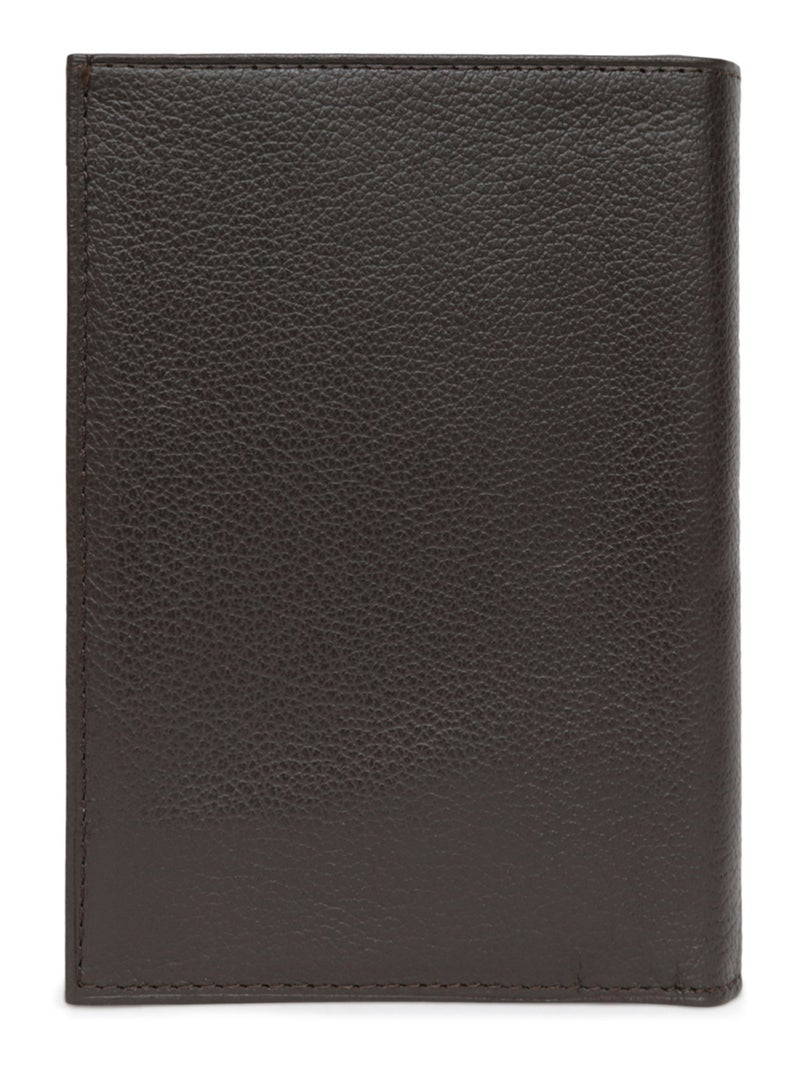 Cartera europea - 3 pliegues - cuero confort hexagona Marrón oscuro - Kiabi