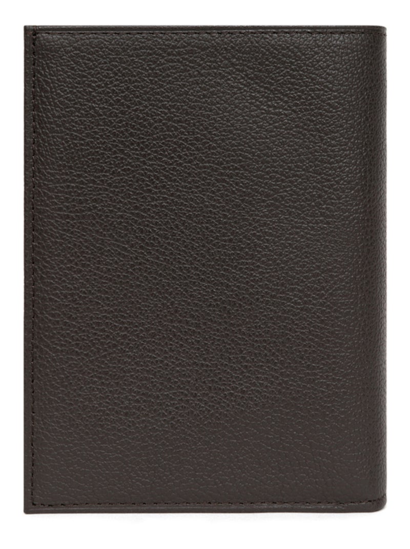 Cartera europea - 3 pliegues - cuero confort hexagona Marrón oscuro - Kiabi