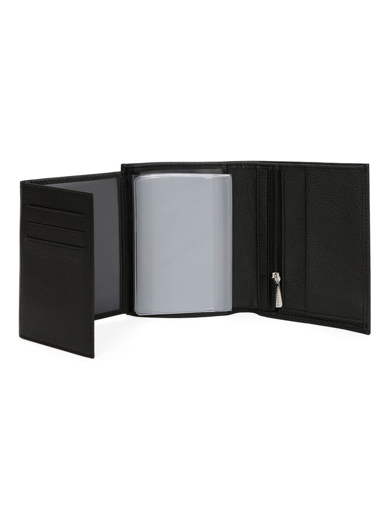 Cartera europea - 3 pliegues - cuero confort hexagona Negro - Kiabi