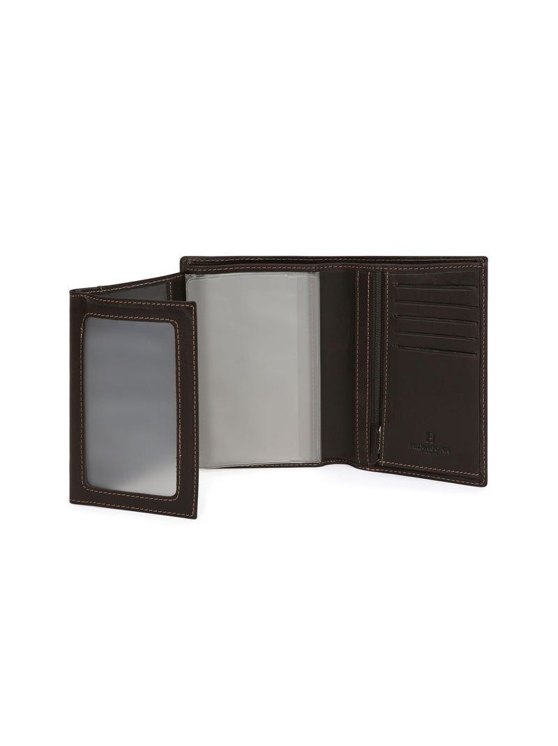 Cartera europea - 3 pliegues - cuero félin hexagona Marrón - Kiabi