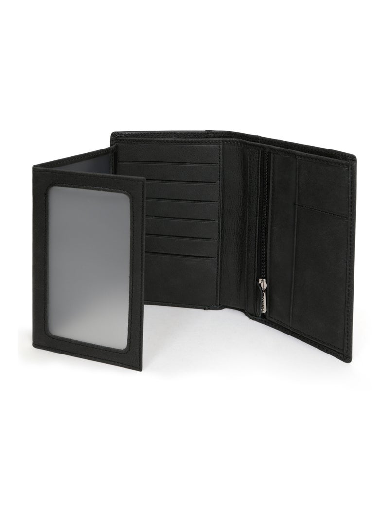Cartera europea - 3 pliegues - cuero instinct hexagona Negro - Kiabi