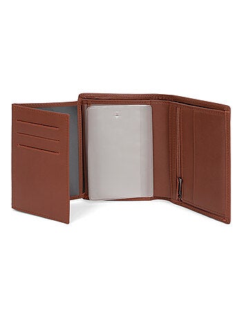 Cartera europea - 3 pliegues - Detener RFID - Cuero SENSATION