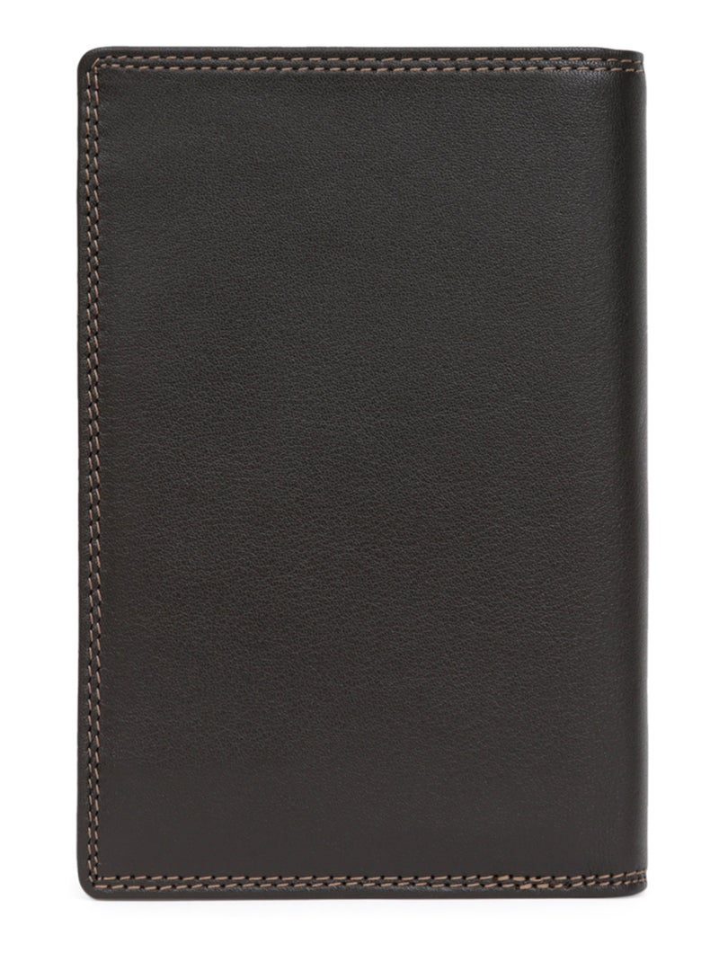 Cartera europea - 3 pliegues - detener rfid - cuero sensation hexagona Marrón oscuro - Kiabi