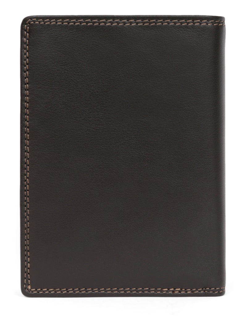 Cartera europea - 3 pliegues - detener rfid - cuero sensation hexagona Marrón oscuro - Kiabi