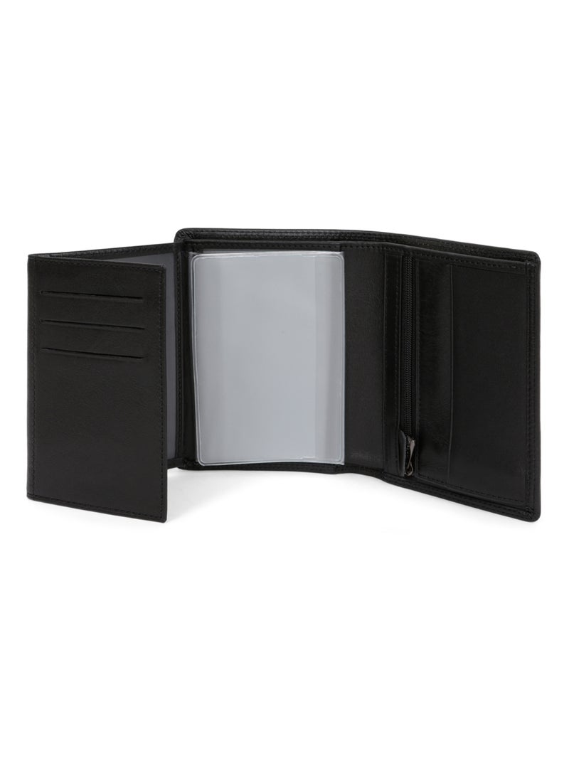 Cartera europea - 3 pliegues - detener rfid - cuero sensation hexagona Negro - Kiabi