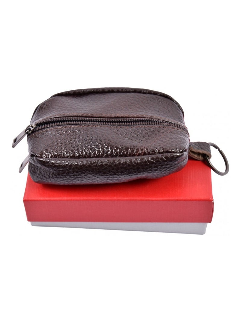 Cartera Grano de Café - Cuero Vacuno Marrón - Kiabi