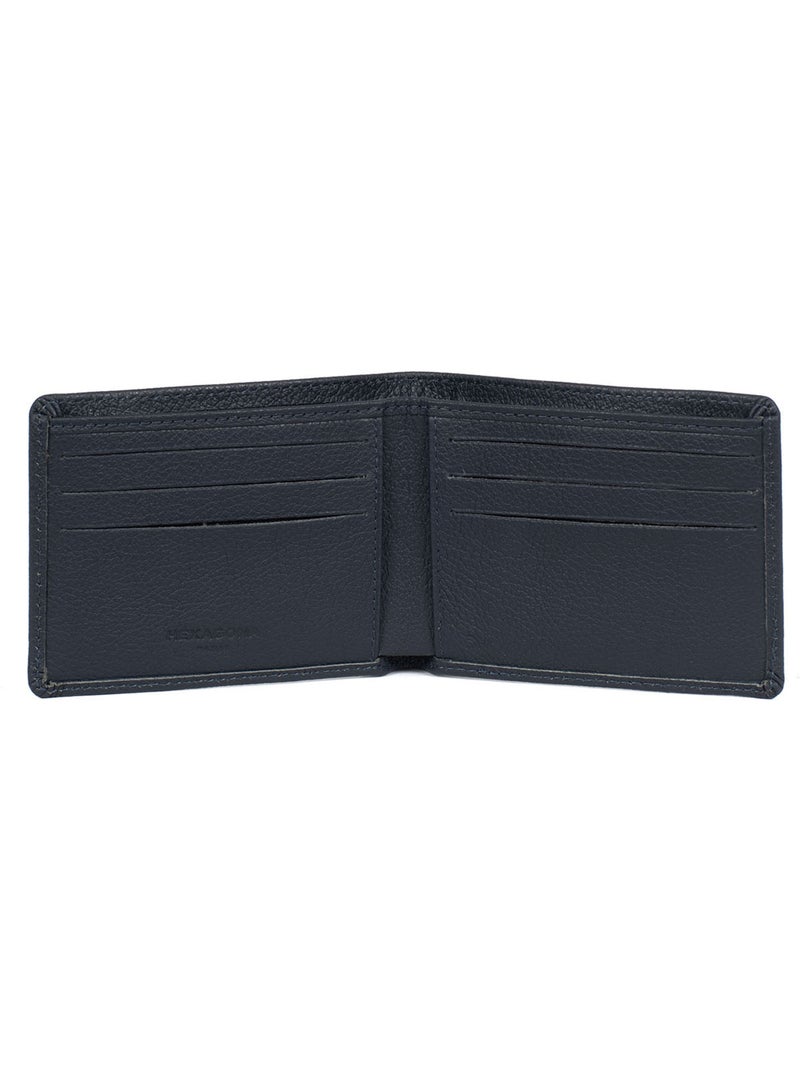 Cartera italiana - 1 compartimento - detención rfid - cuero de vaca confort hexagona Azul marino - Kiabi