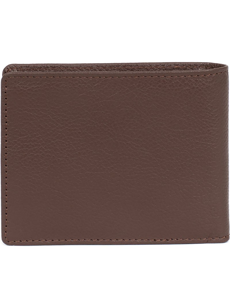 Cartera italiana - 1 compartimento - detención rfid - cuero de vaca confort hexagona Marrón chocolate - Kiabi