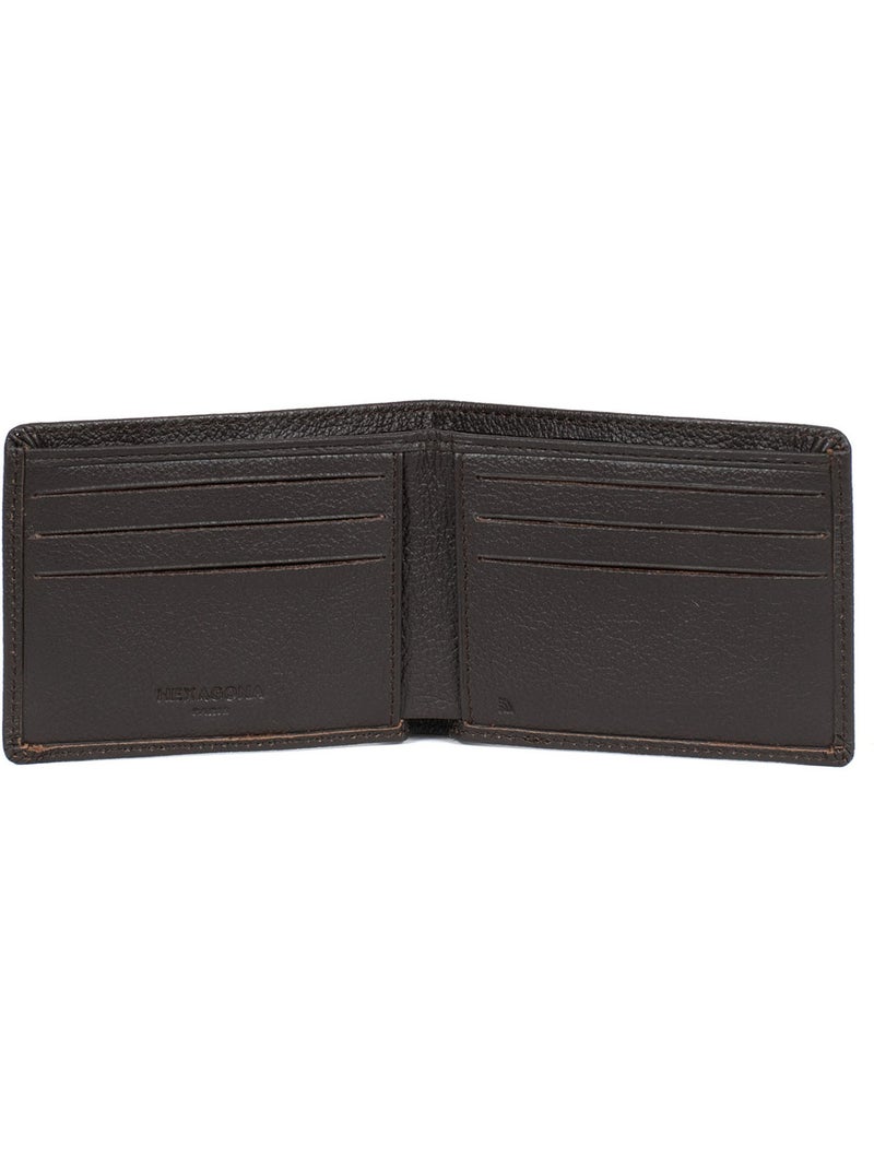 Cartera italiana - 1 compartimento - detención rfid - cuero de vaca confort hexagona Marrón oscuro - Kiabi