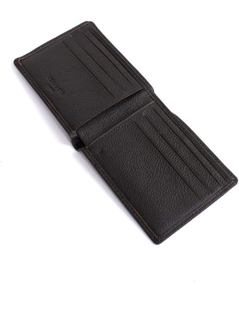 Cartera italiana - 1 compartimento - detención rfid - cuero de vaca confort hexagona Marrón oscuro - Kiabi