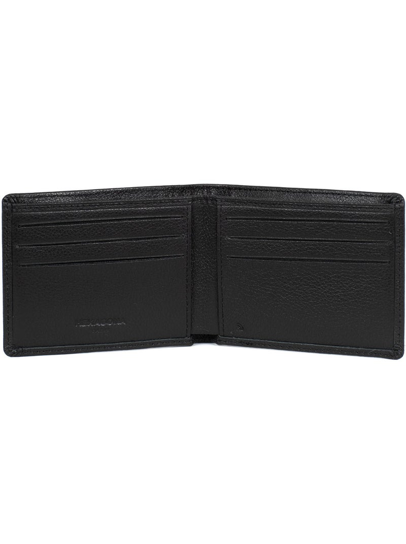 Cartera italiana - 1 compartimento - detención rfid - cuero de vaca confort hexagona Negro - Kiabi