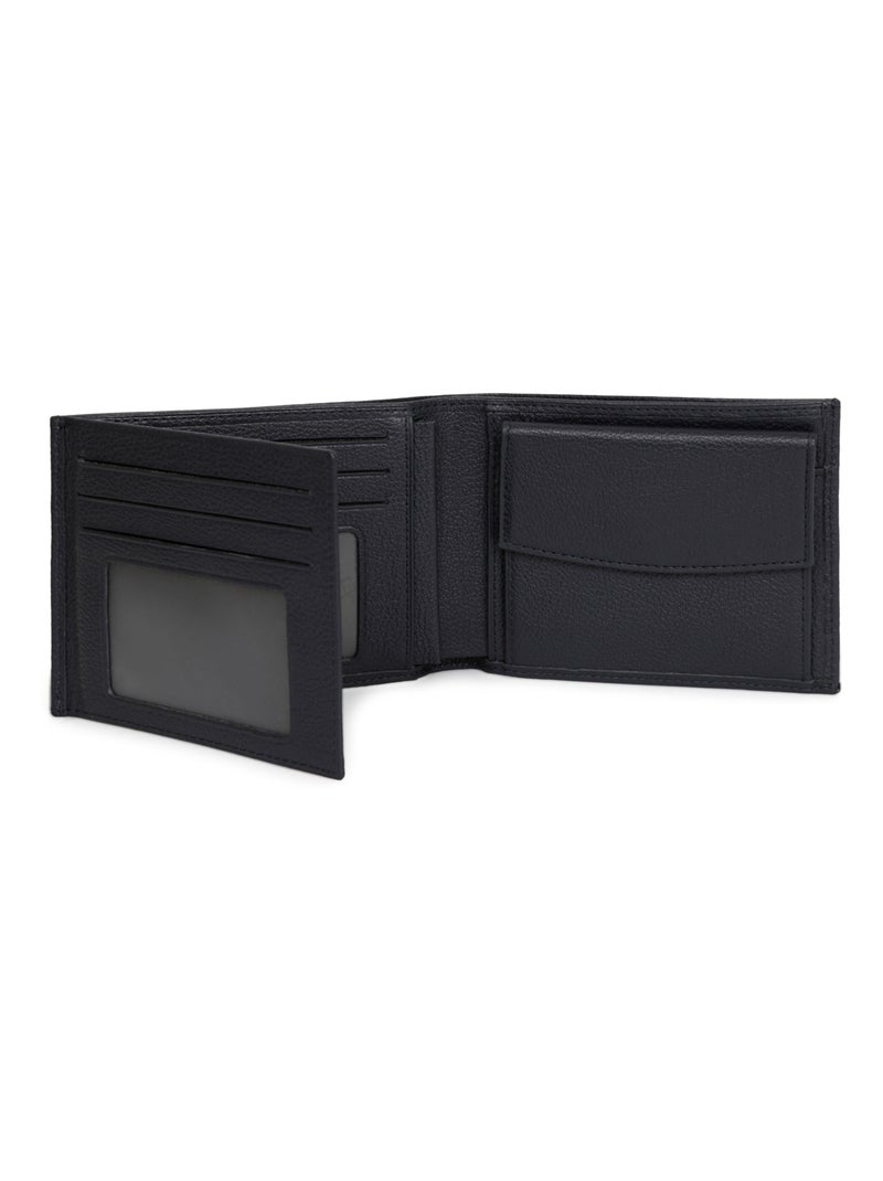 Cartera italiana - 2 pliegues - cuero confort hexagona Azul marino - Kiabi