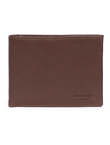 Cartera italiana - 2 pliegues - cuero confort hexagona