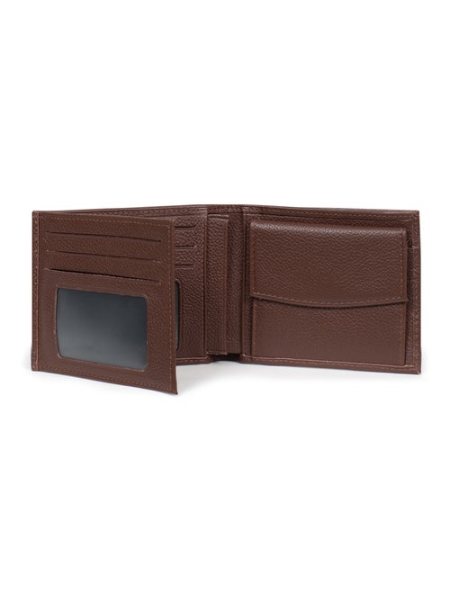 Cartera italiana - 2 pliegues - cuero confort hexagona - Kiabi