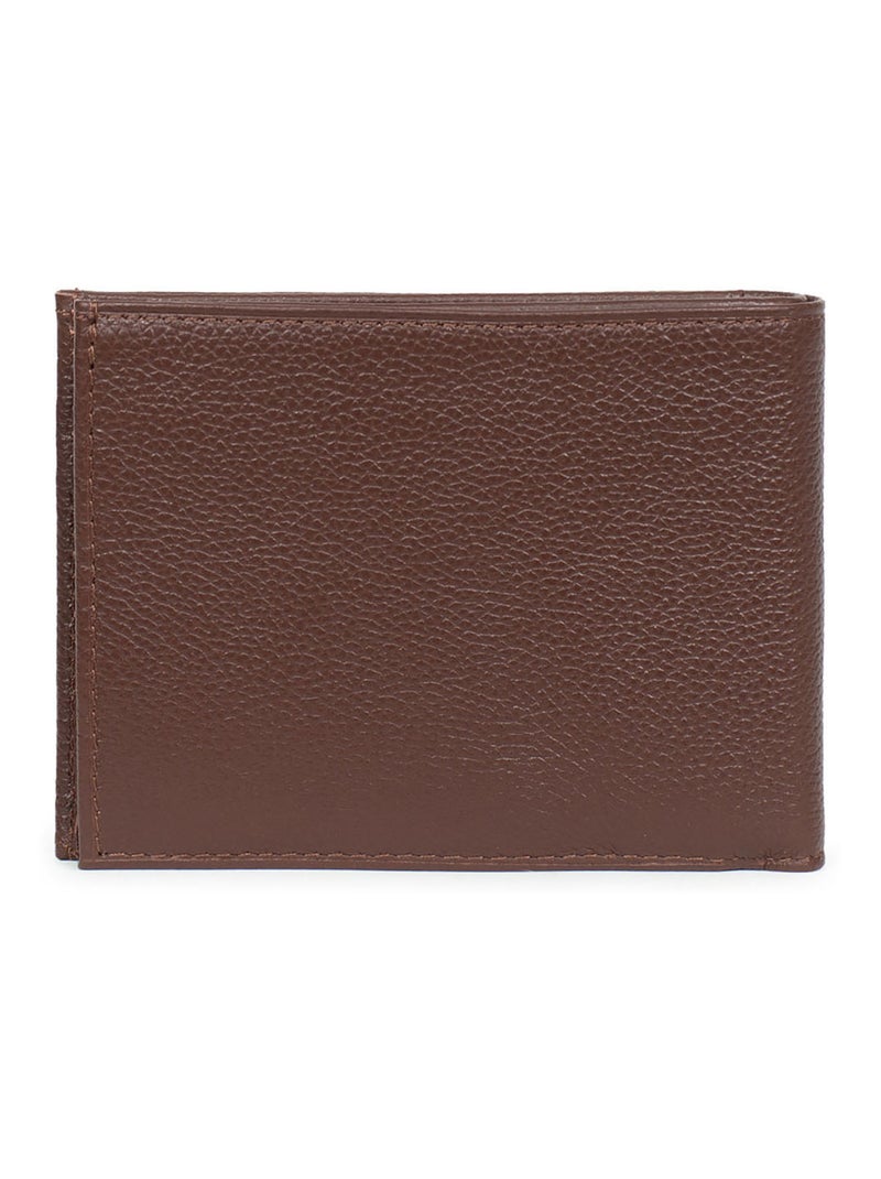 Cartera italiana - 2 pliegues - cuero confort hexagona Marrón chocolate - Kiabi