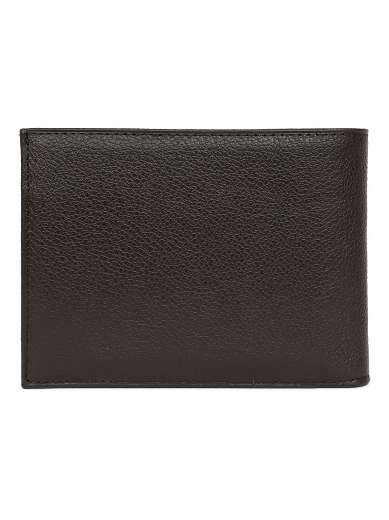 Cartera italiana - 2 pliegues - cuero confort hexagona Marrón oscuro - Kiabi