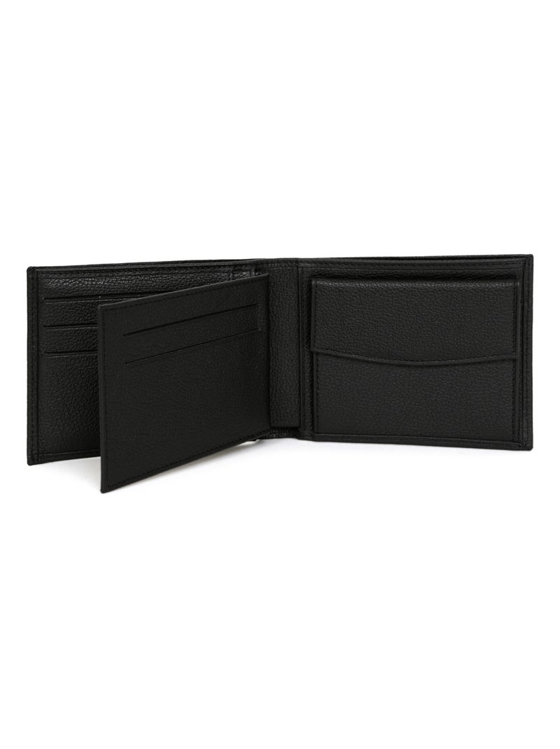 Cartera italiana - 2 pliegues - cuero confort hexagona Negro - Kiabi