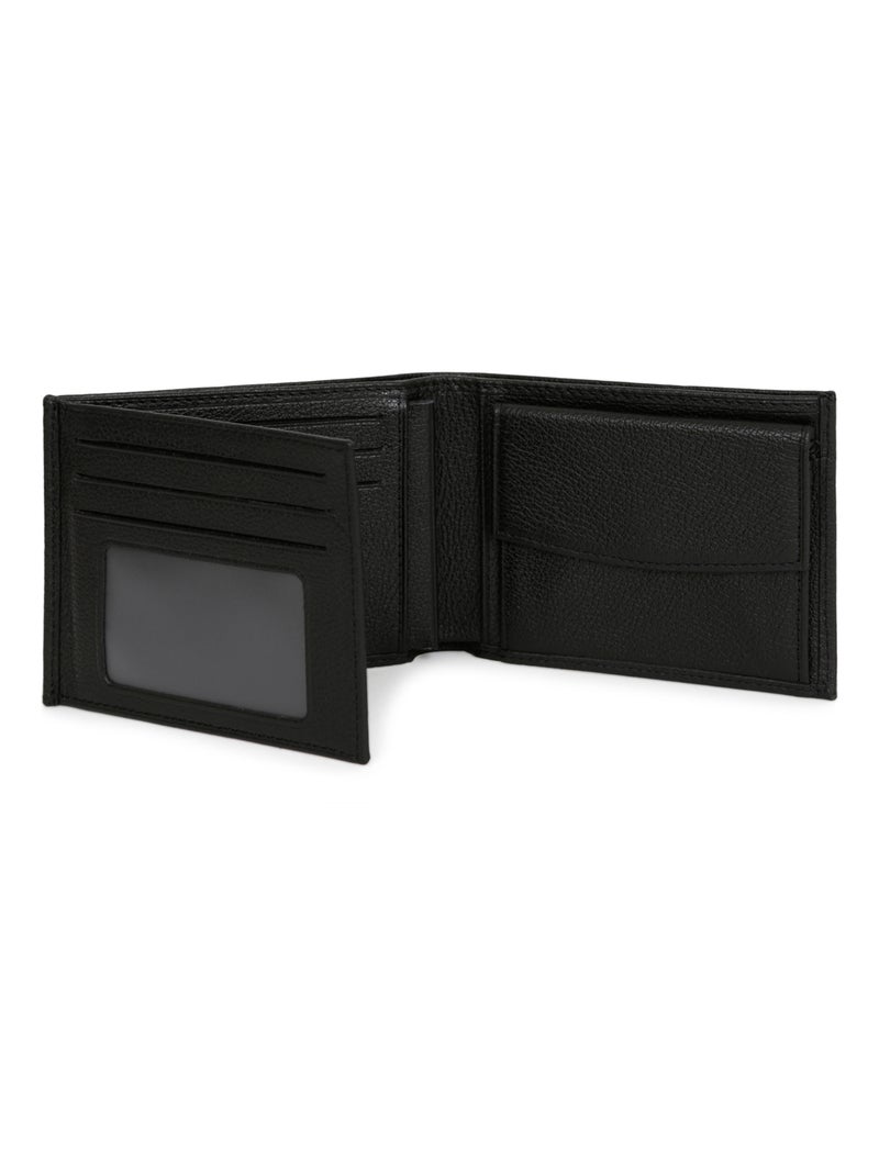 Cartera italiana - 2 pliegues - cuero confort hexagona Negro - Kiabi