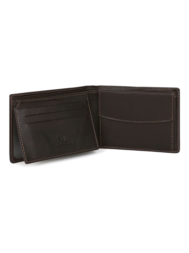Cartera italiana - 2 pliegues - cuero félin hexagona Marrón - Kiabi