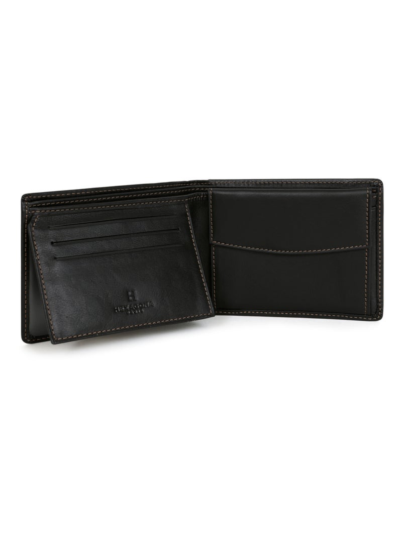 Cartera italiana - 2 pliegues - cuero félin hexagona Negro - Kiabi