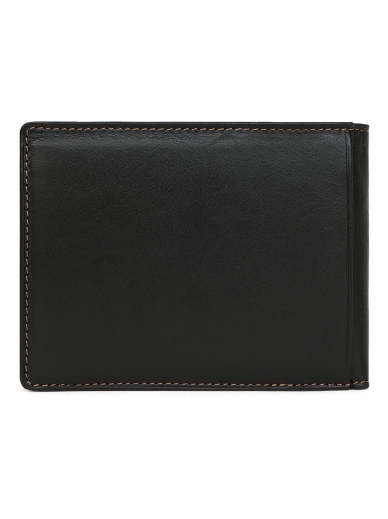 Cartera italiana - 2 pliegues - cuero félin hexagona Negro - Kiabi